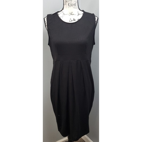 Hello Miz Midi Dress Women Large Black Maternity Empire Waist Pleated Sleeveless - Picture 1 of 8